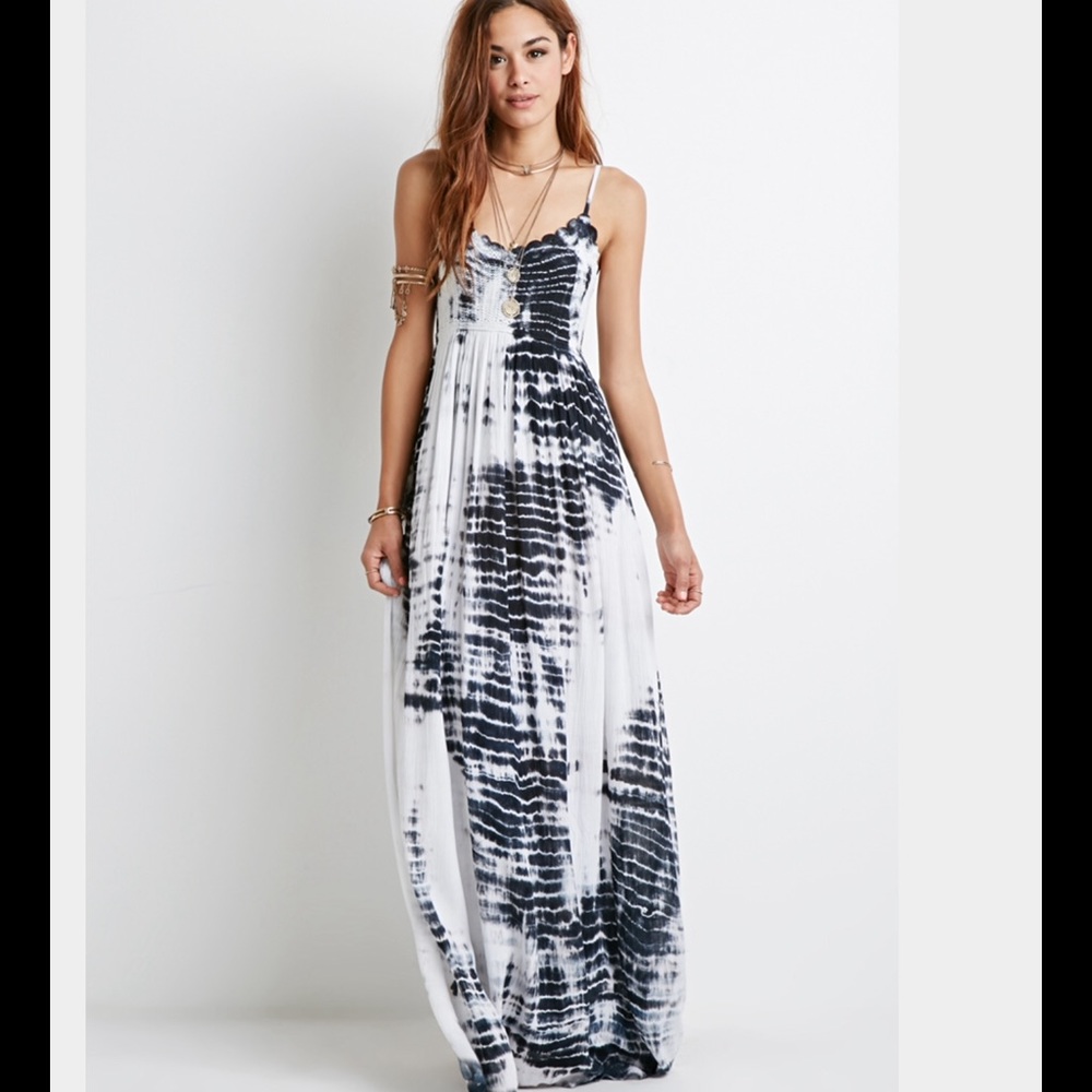Forever 21 white tie dye crochet maxi dress
