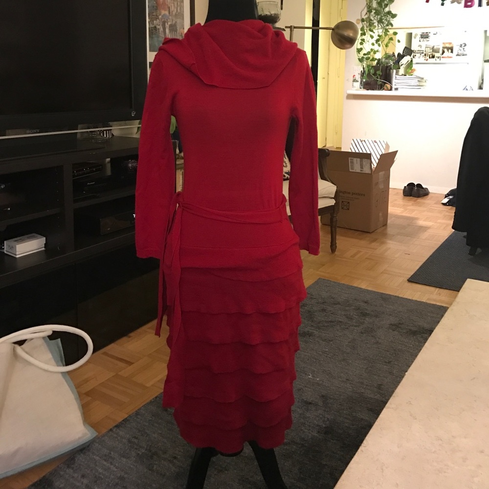 BCBC Red Frilled Dress
