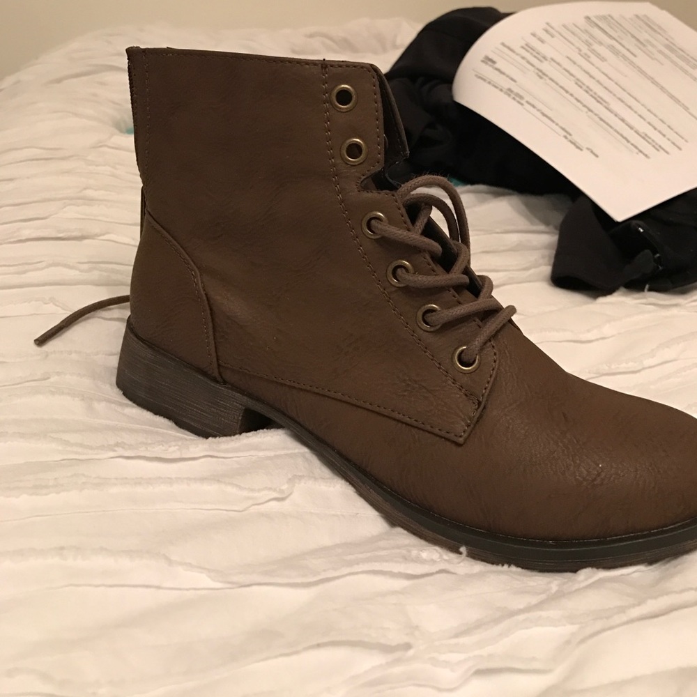 Short brown combat boots
