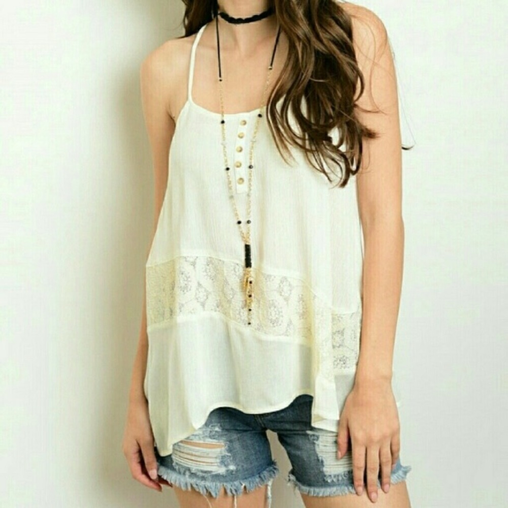 NWT Ivory Lace Racerback Tank - Picture 5 of 11