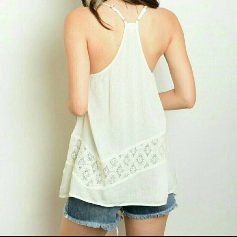 NWT Ivory Lace Racerback Tank - Picture 6 of 11