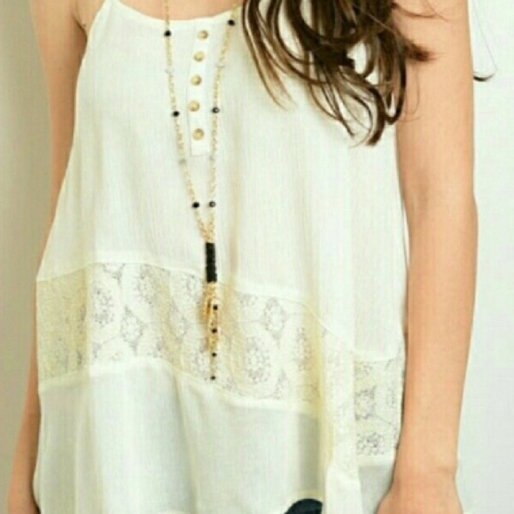 NWT Ivory Lace Racerback Tank - Picture 7 of 11