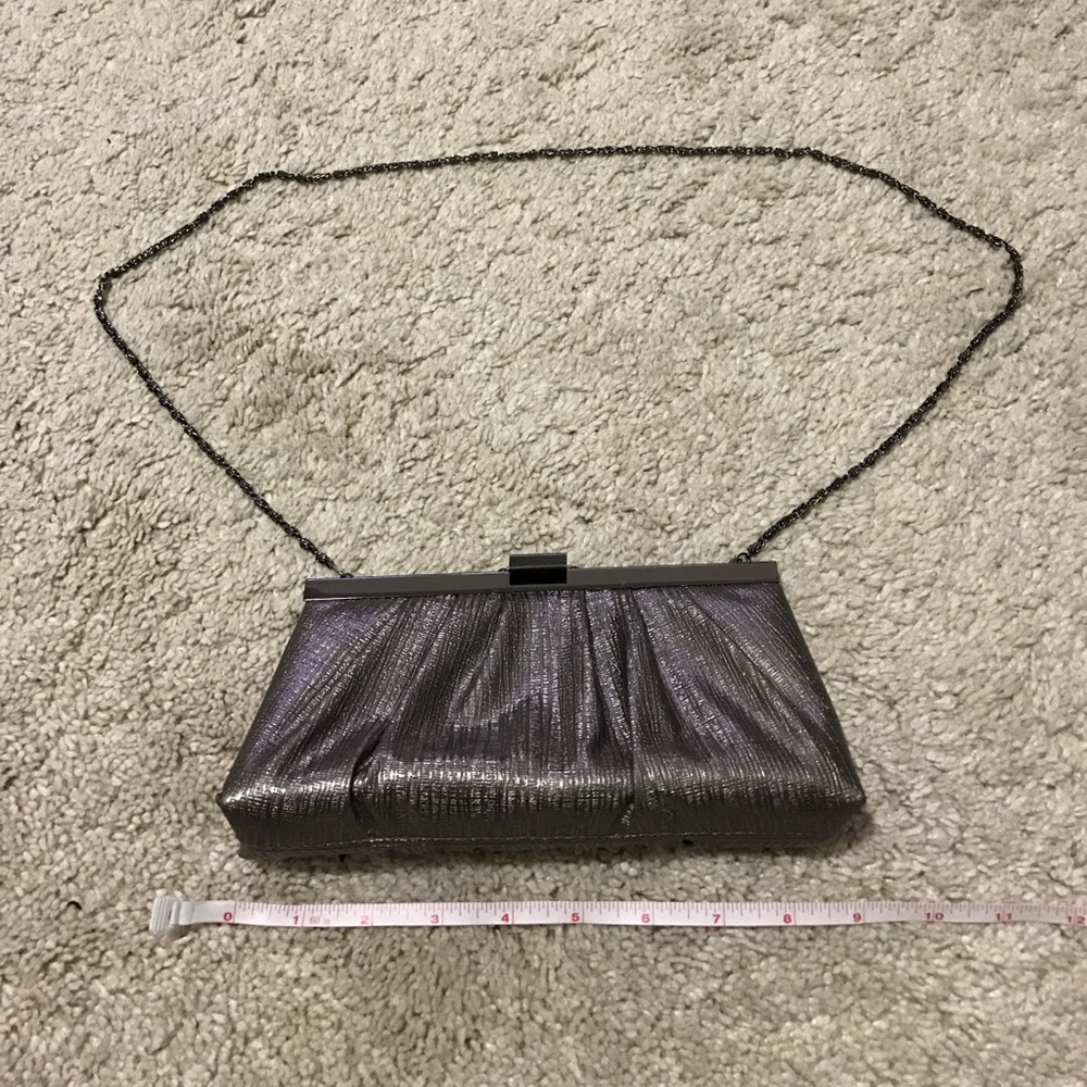 Jessica McClintock metallic grey clutch