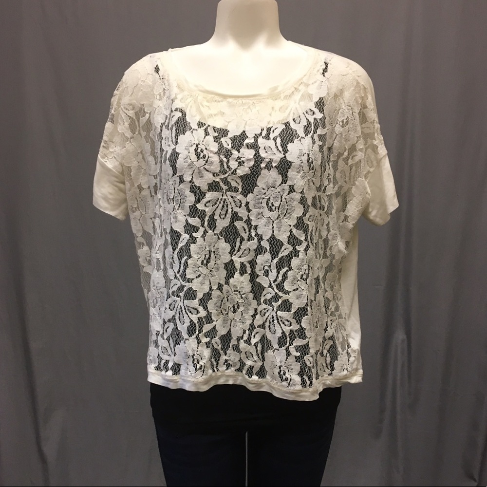 Forever 21 Cream Lace Crop Top