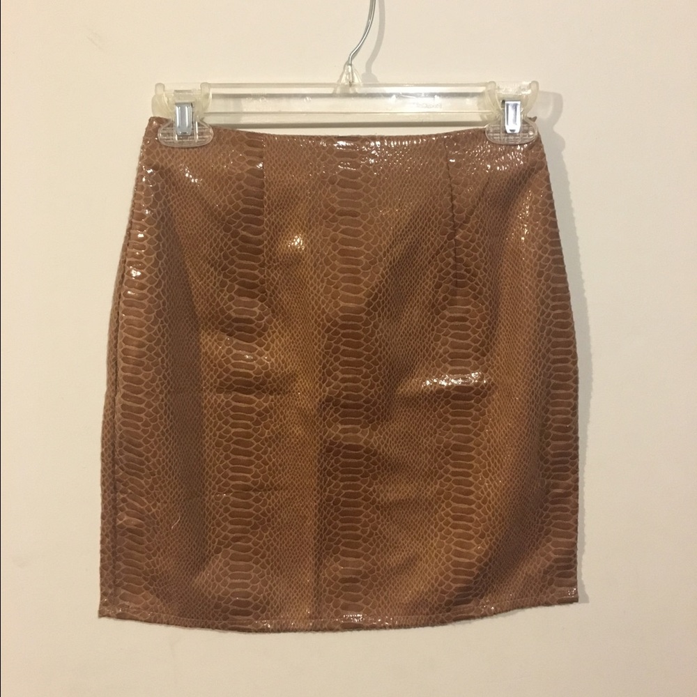 Faux Leather Snakeskin Print Mini Skirt