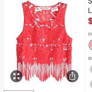 H&M x Coachella coral fringe lace top