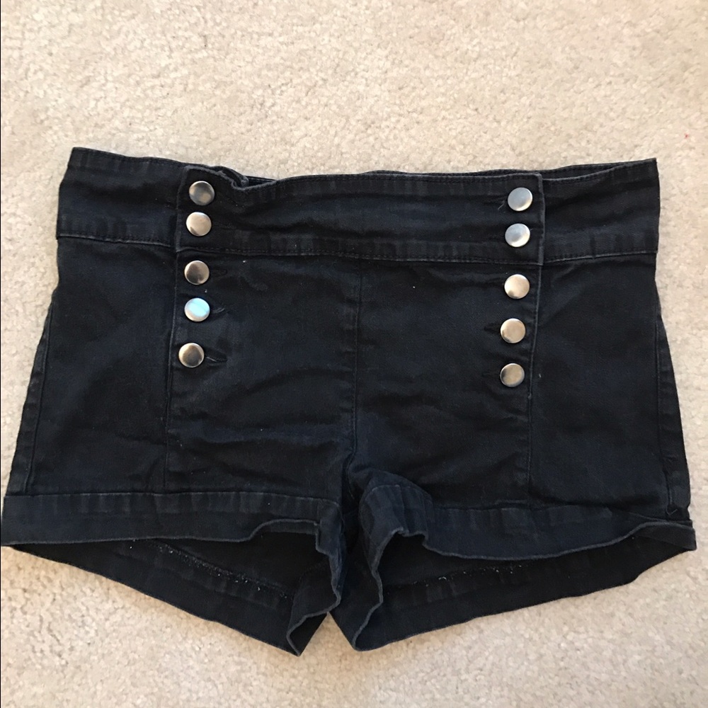 High waisted black shorts