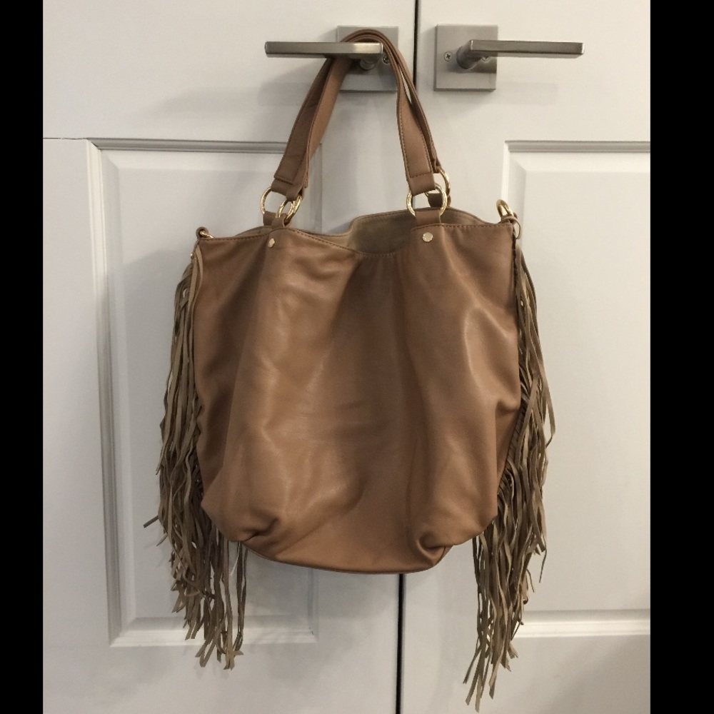 Deux Lux Handbag with Fringe in Tan