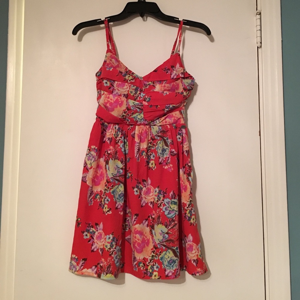 Orange floral summer dress