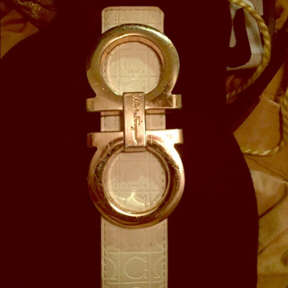 Ferragamo white belt