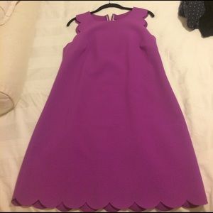 JCrew scalloped shift dress in fuscia