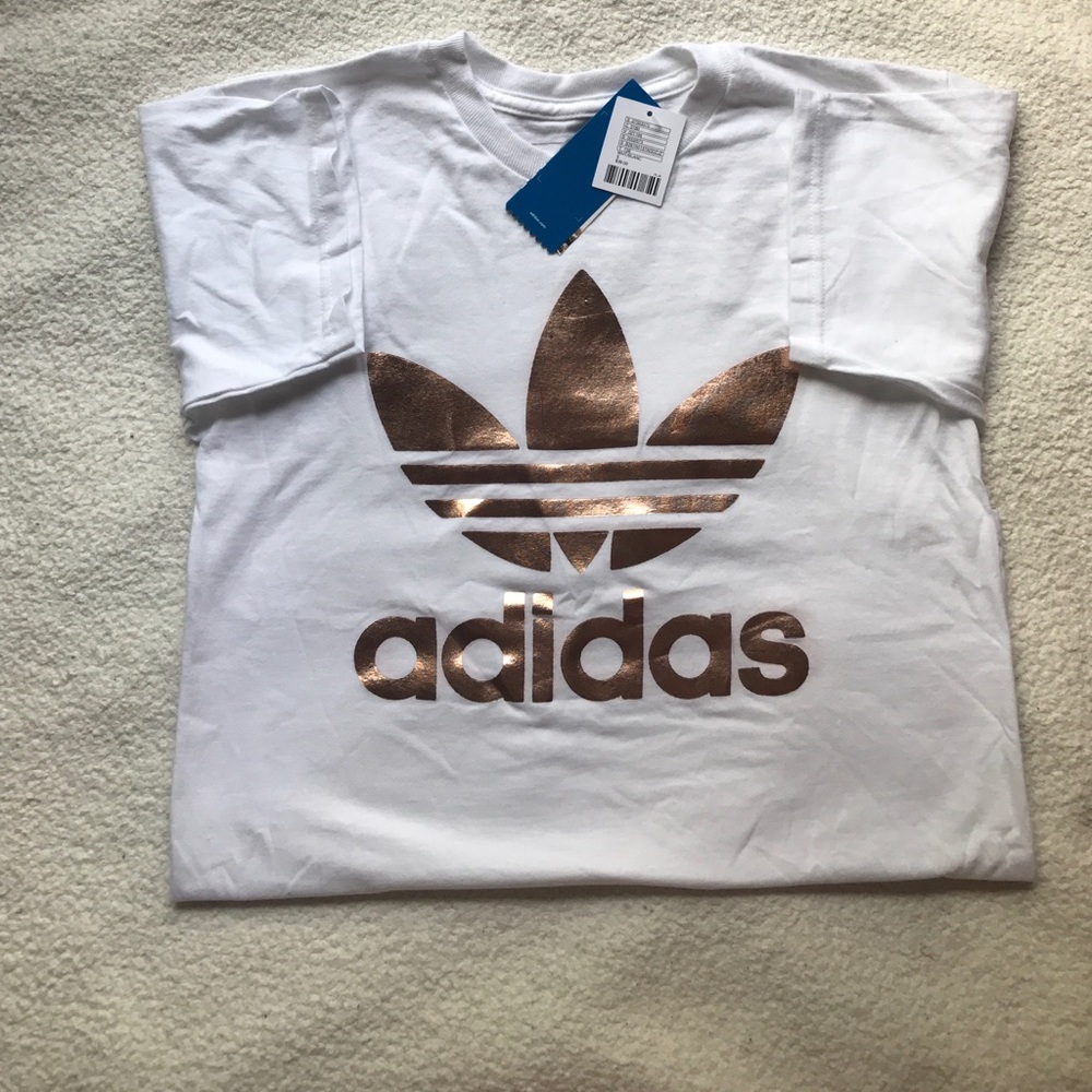 brand new adidas gold foil shirt