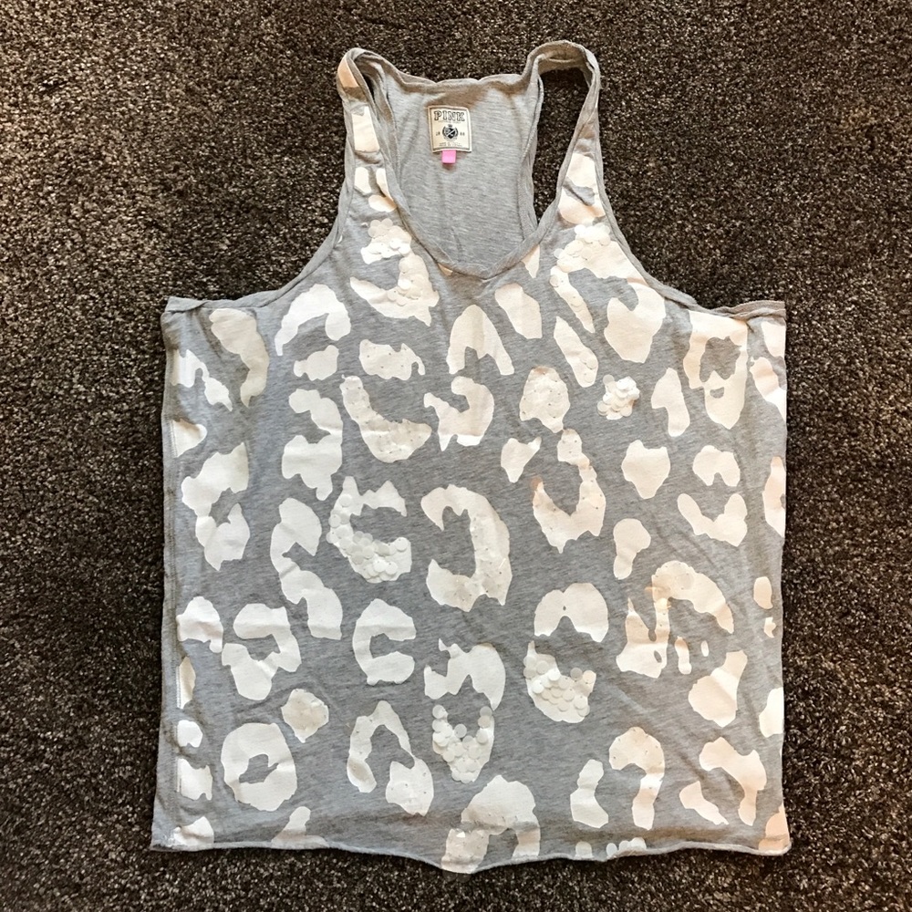 NWOT Pink by VS Sequin Tank Leopard