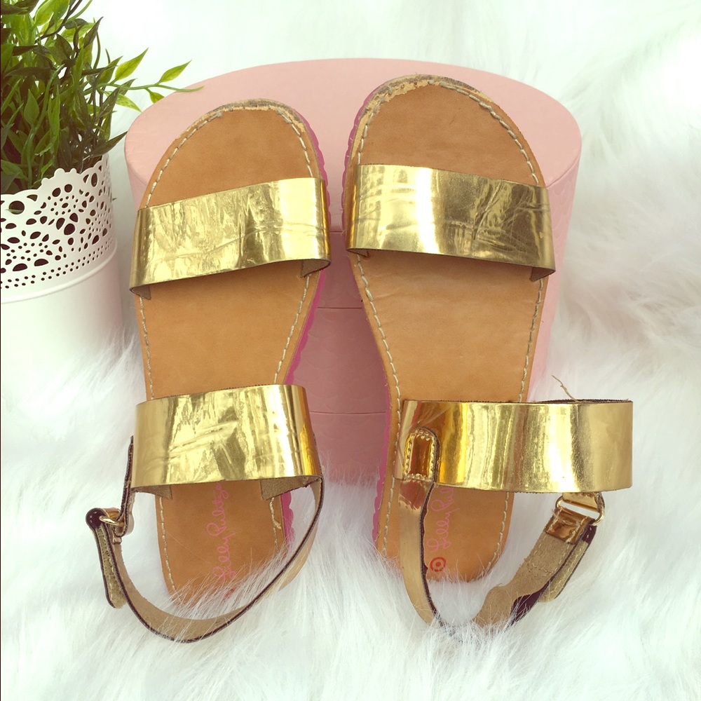 Lily Pulitzer for Target gold Velcro sandals girls