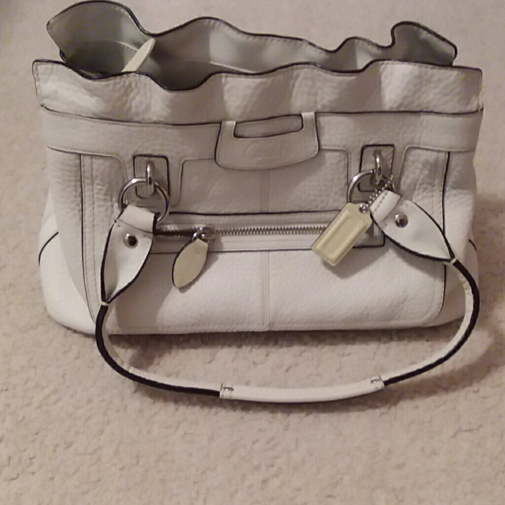 White leather Coach purse