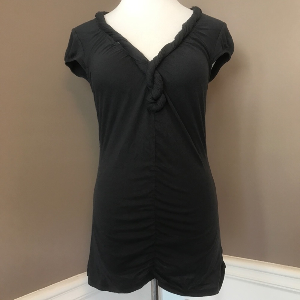 Anthropologie S charcoal gray short sleeve top