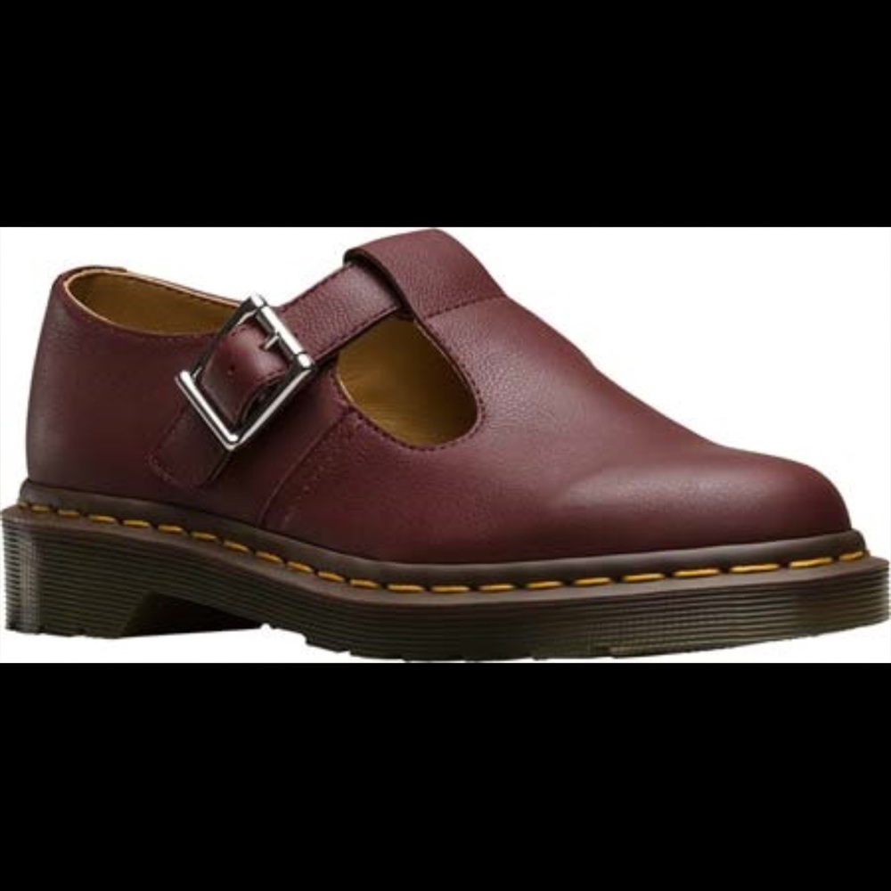 Dr. Martens- Cherry Red Polley Leather Mary Jane