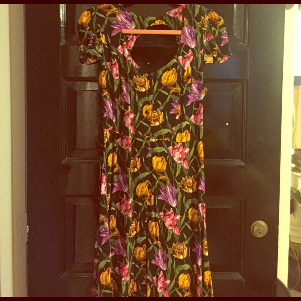 Topshop floral dress with ruffle cap sleeves