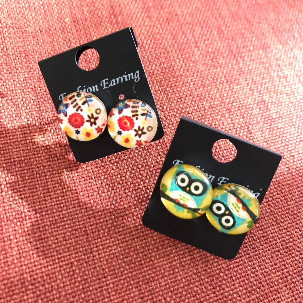 💐  Flowers and Owl Earrings (price for both)