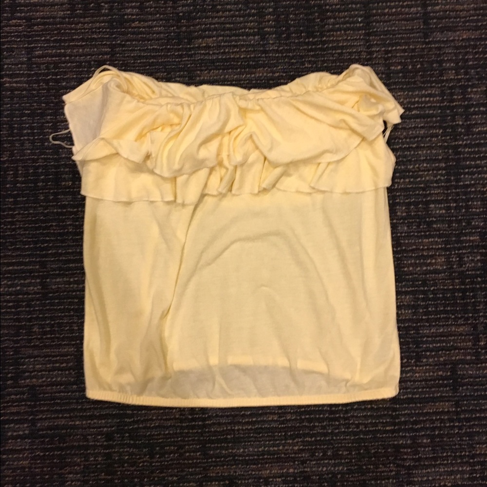 American Eagle yellow ruffle tube top