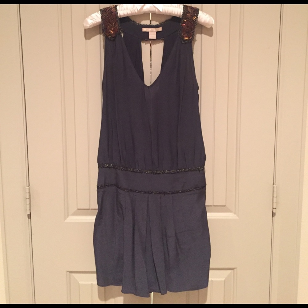 Dark Gray Open-Back Short Dress