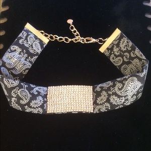 Paisley Fabric & Stone Choker