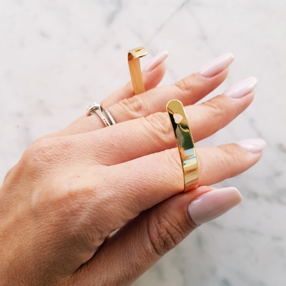 "BE BRAVE BE FIERCE" GOLD BANGLE - Picture 3 of 5