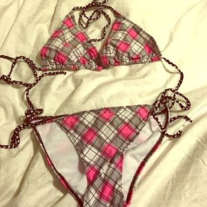 Triangle plaid bikini