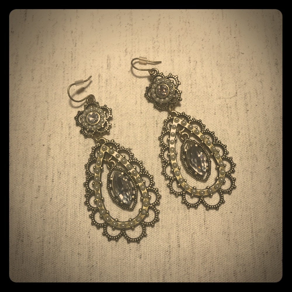 Pearl + Crystal Floral Filigree Earrings C+I