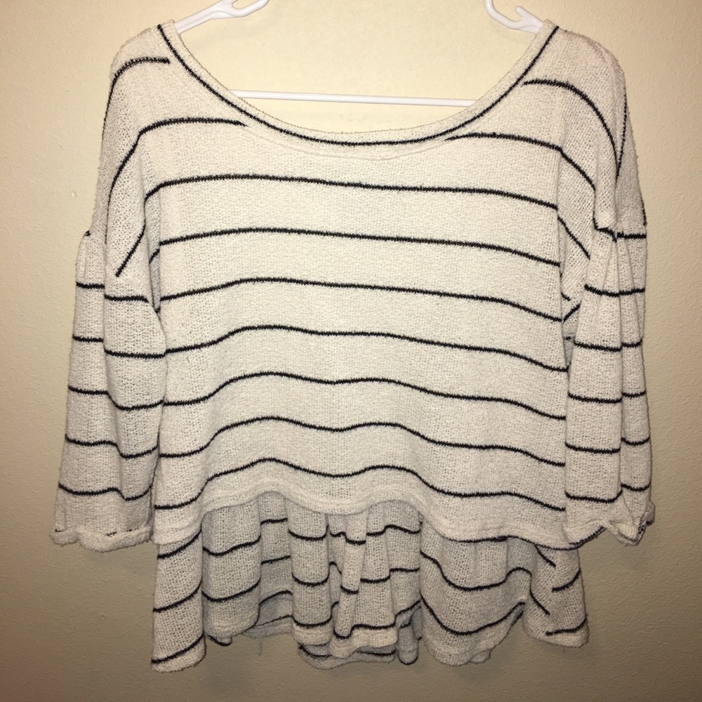 Anthropologie Cream & Black Striped Top