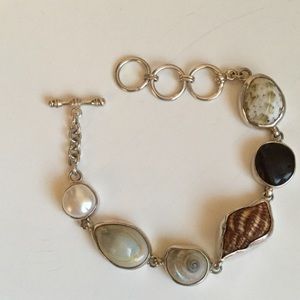 Seashell, Pearl and Sea Glass SS Bracelet.