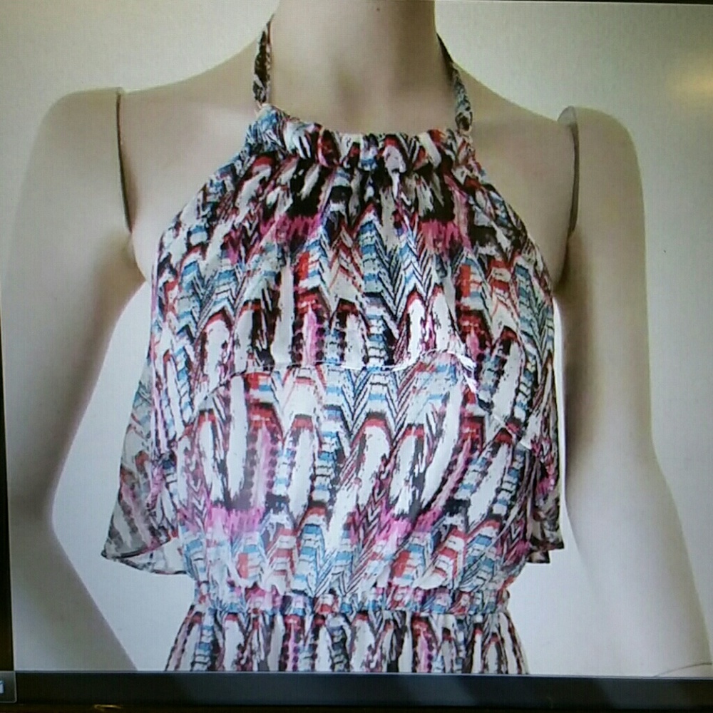 Bebe laura print bodice overlay dress size L