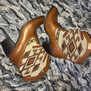 Wanted Brand- Aztec Cowboy Boot Style Heels