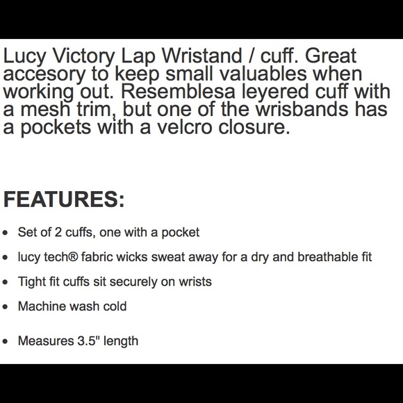 Lucy Victory Lap Wristband Cuff Pocket Set NWT OS - Picture 5 of 5