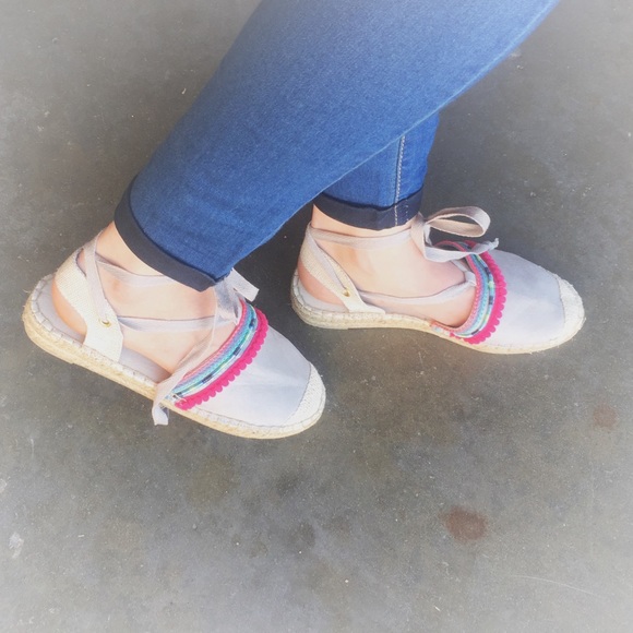 1 left! HP๐ NWT. Pom Pom lace up grey espadrilles - Picture 5 of 6