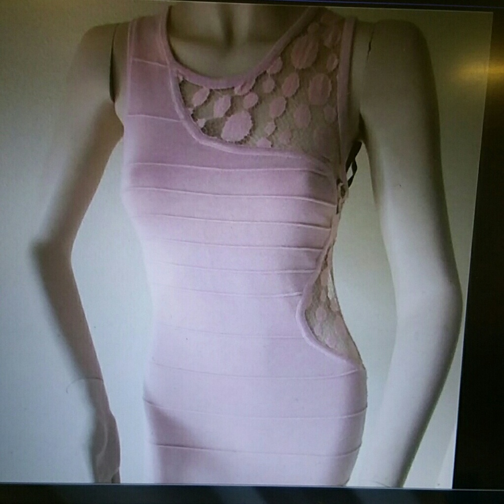 Bebe gia polka dot lace bandage dress size L