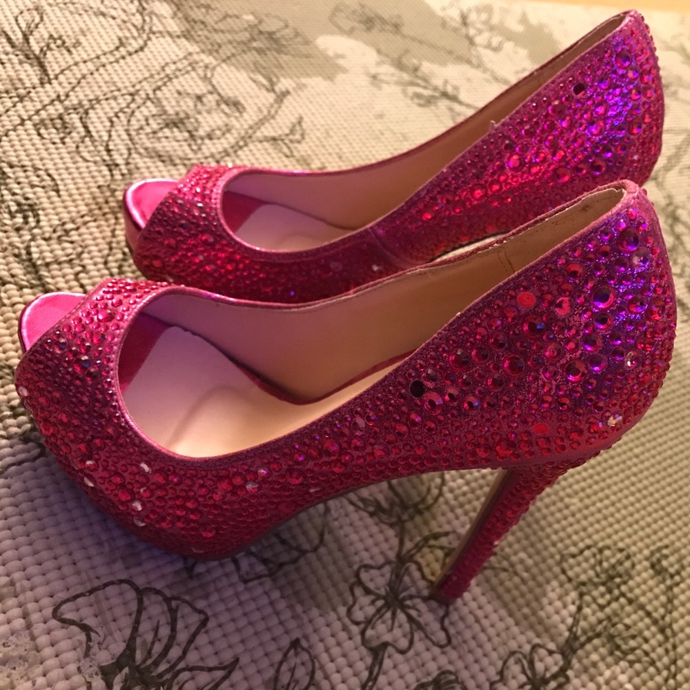 'Candy' Crystal Peep Toe Pump