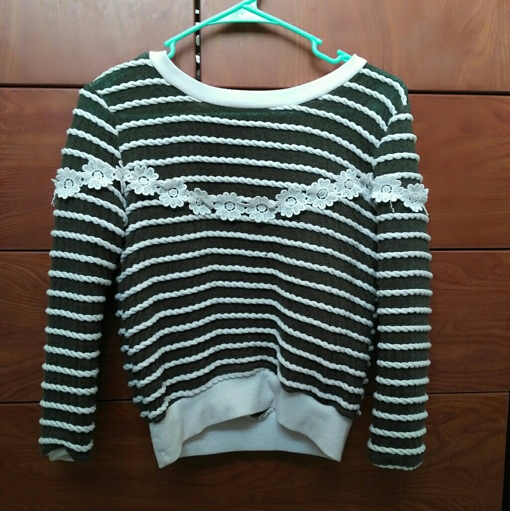 Striped flower sweater