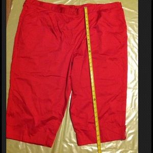 MAGGIE BARNES Orange Cor PANTS Sz 32 W Crop Capri