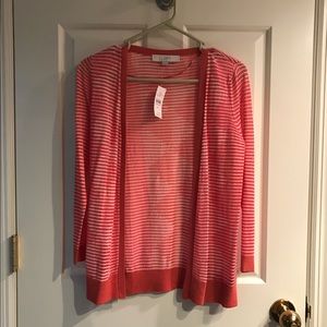 Loft orange and white cardigan