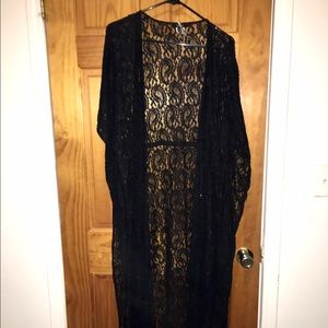 Floor length lace kimono