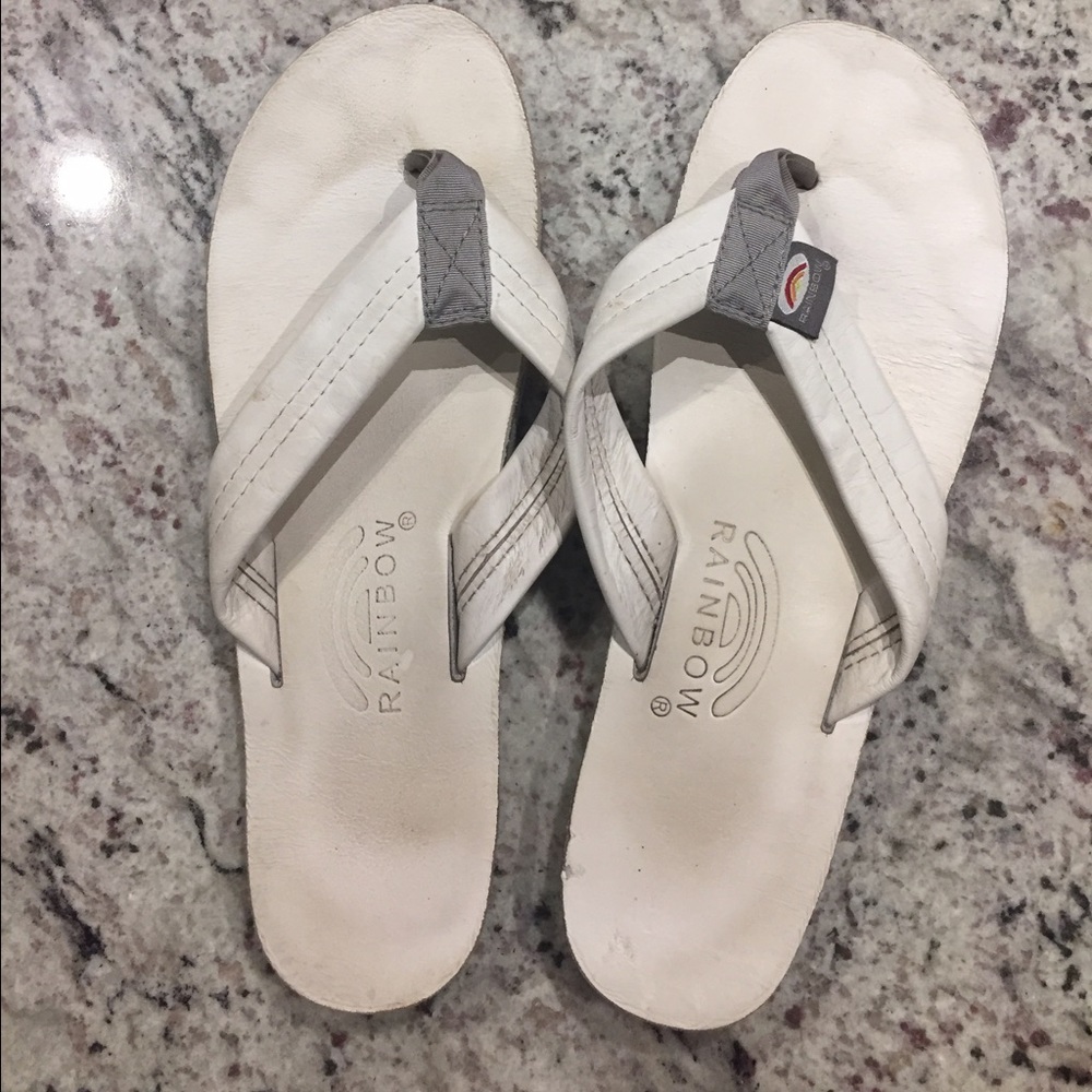 Rainbow flip flops leather SOLD
