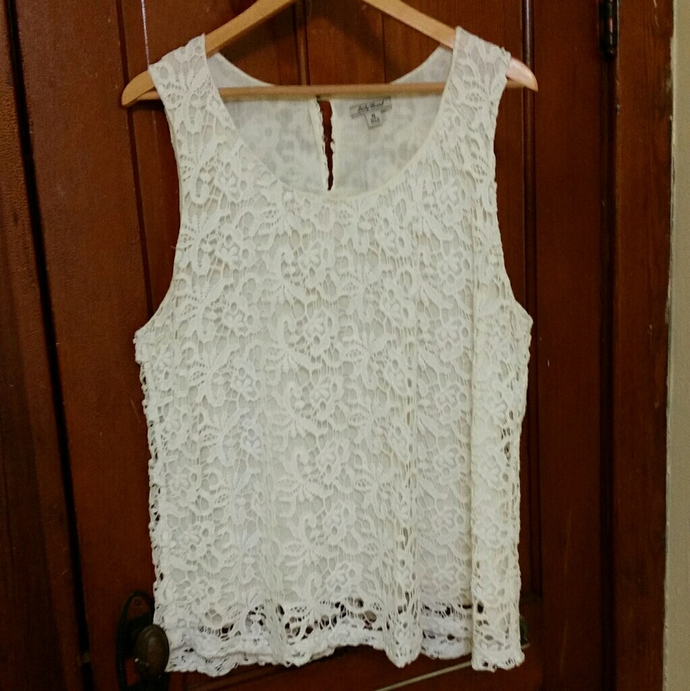 Sleeveless Crochet Lace Overlay Blouse