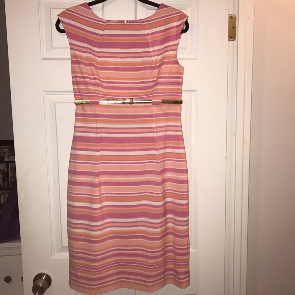 Pink, orange and white dress