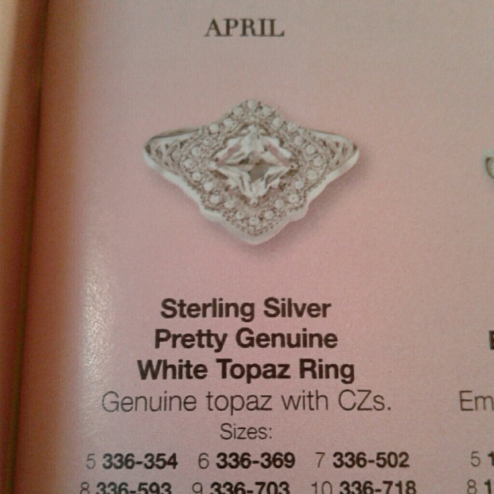 Sterling Silver  White Topaz Ring April Birthstone