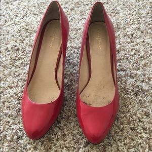 Red patent leather Cole Haan pumps