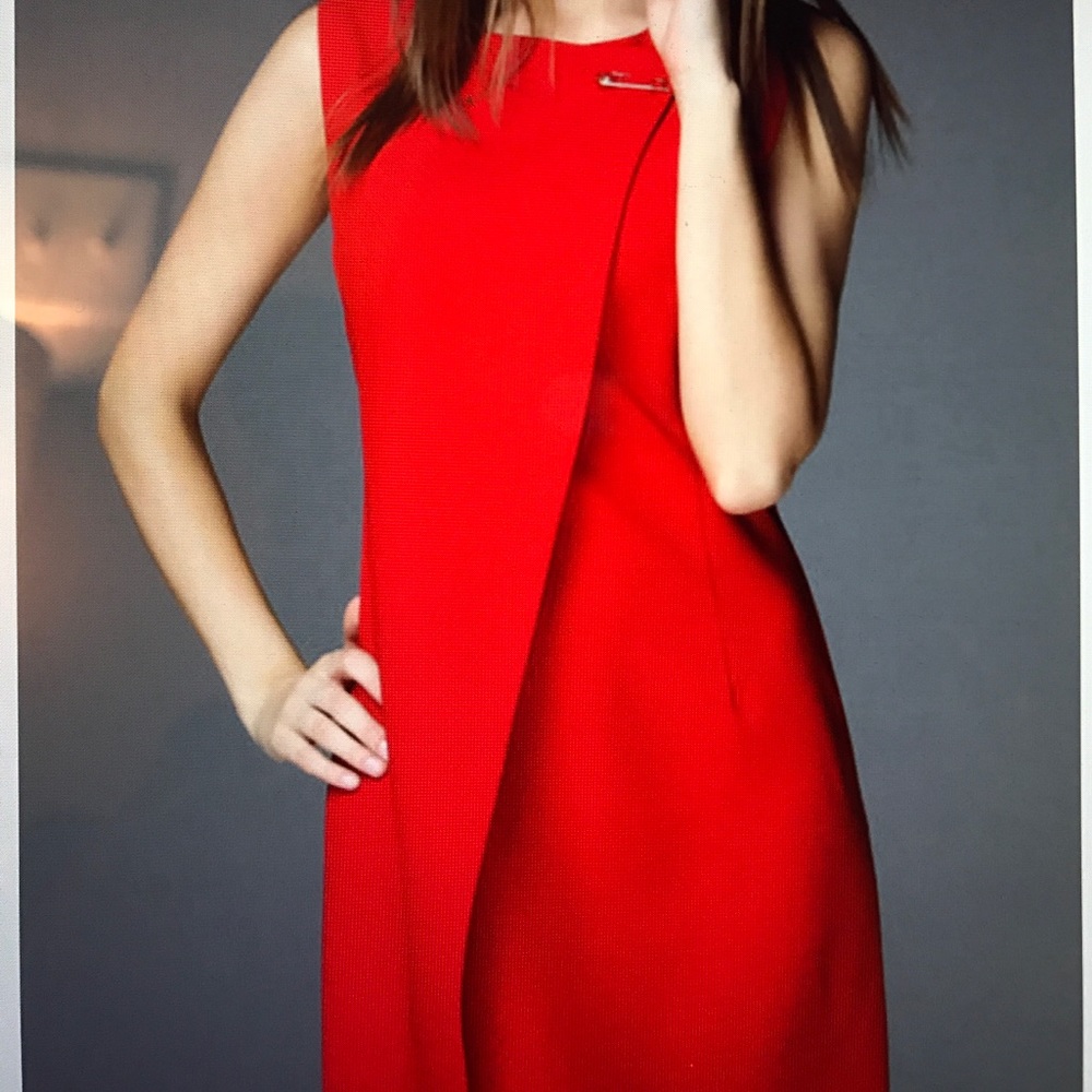 Red H-line Sleeveless Bateau/boat Neck Mini Dress