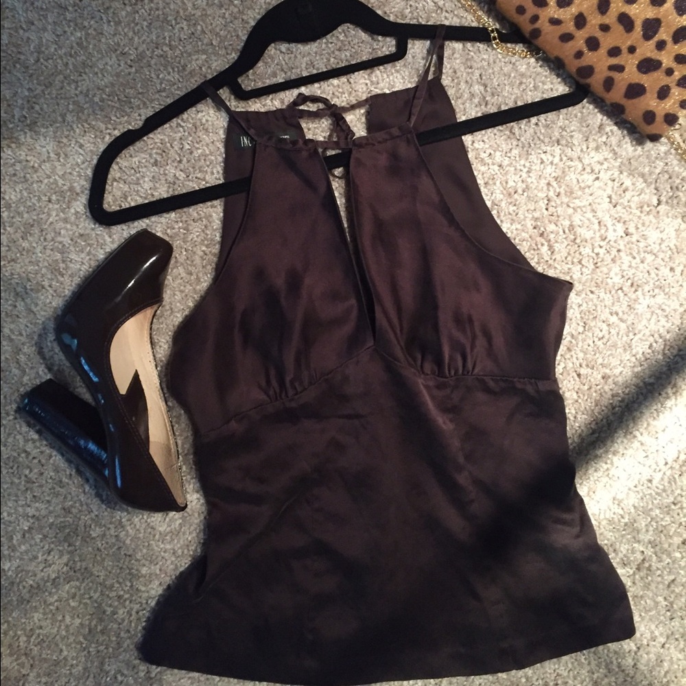 Brown silk tank