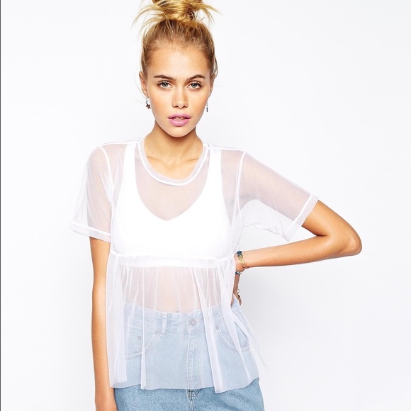 The Ragged Priest Babydoll Peplum Mesh Sheer Top - Picture 6 of 6