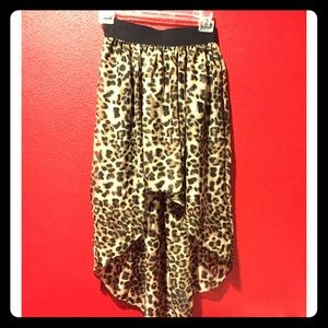 Chiffon cheetah print high low skirt